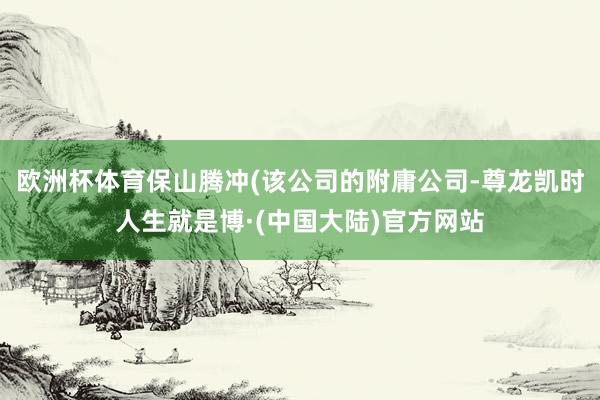 欧洲杯体育保山腾冲(该公司的附庸公司-尊龙凯时人生就是博·(中国大陆)官方网站