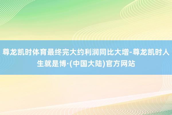 尊龙凯时体育最终完大约利润同比大增-尊龙凯时人生就是博·(中国大陆)官方网站