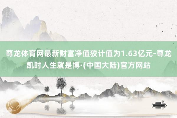 尊龙体育网最新财富净值狡计值为1.63亿元-尊龙凯时人生就是博·(中国大陆)官方网站