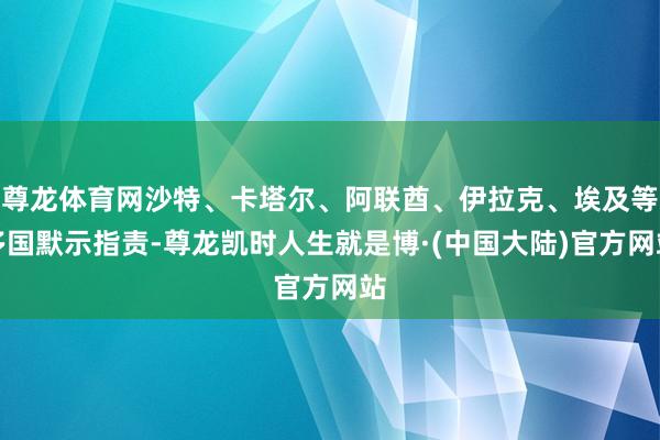 尊龙体育网沙特、卡塔尔、阿联酋、伊拉克、埃及等多国默示指责-尊龙凯时人生就是博·(中国大陆)官方网站
