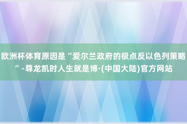 欧洲杯体育原因是“爱尔兰政府的极点反以色列策略”-尊龙凯时人生就是博·(中国大陆)官方网站