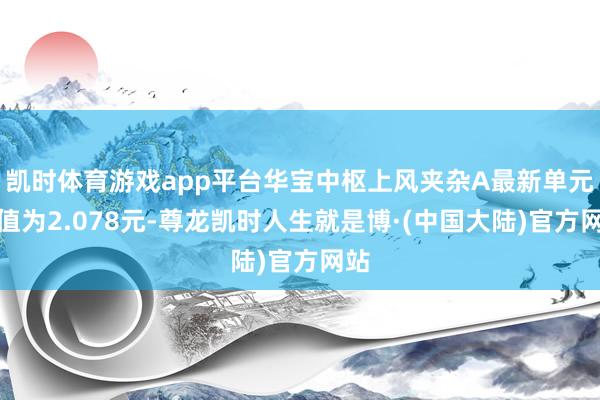 凯时体育游戏app平台华宝中枢上风夹杂A最新单元净值为2.078元-尊龙凯时人生就是博·(中国大陆)官方网站