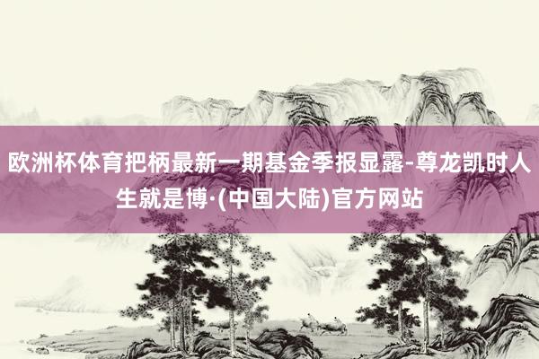 欧洲杯体育把柄最新一期基金季报显露-尊龙凯时人生就是博·(中国大陆)官方网站