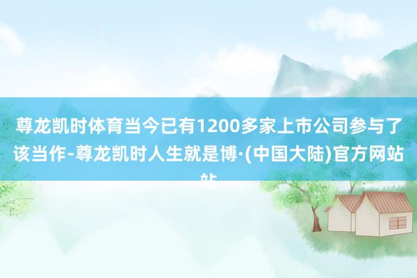 尊龙凯时体育当今已有1200多家上市公司参与了该当作-尊龙凯时人生就是博·(中国大陆)官方网站