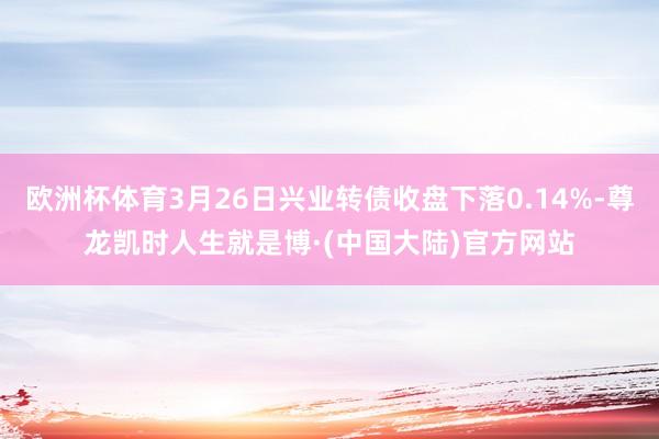欧洲杯体育3月26日兴业转债收盘下落0.14%-尊龙凯时人生就是博·(中国大陆)官方网站