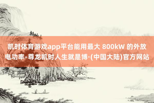 凯时体育游戏app平台能用最大 800kW 的外放电功率-尊龙凯时人生就是博·(中国大陆)官方网站