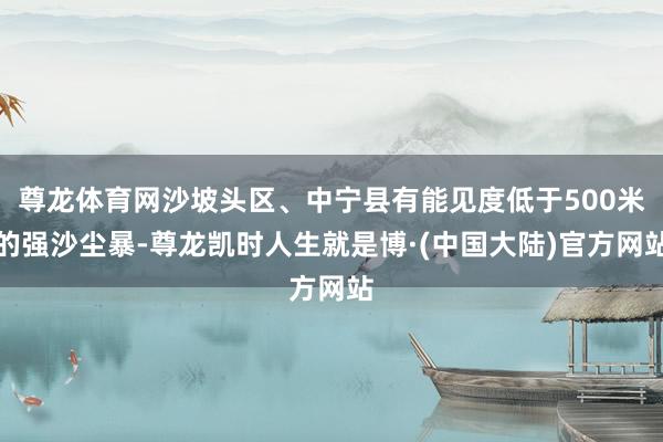 尊龙体育网沙坡头区、中宁县有能见度低于500米的强沙尘暴-尊龙凯时人生就是博·(中国大陆)官方网站