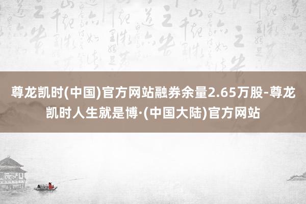 尊龙凯时(中国)官方网站融券余量2.65万股-尊龙凯时人生就是博·(中国大陆)官方网站