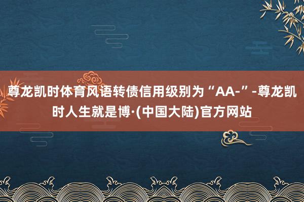 尊龙凯时体育风语转债信用级别为“AA-”-尊龙凯时人生就是博·(中国大陆)官方网站