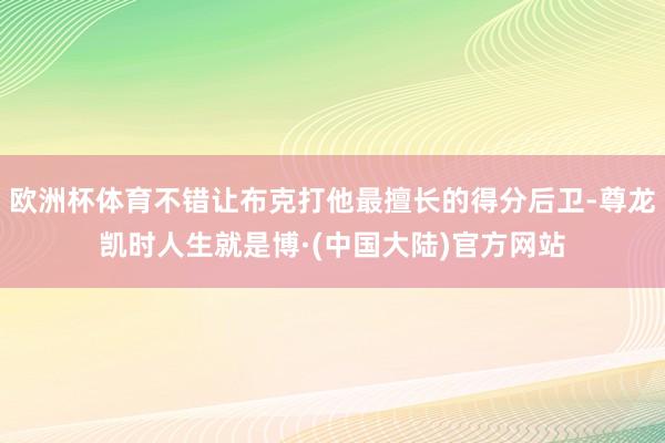 欧洲杯体育不错让布克打他最擅长的得分后卫-尊龙凯时人生就是博·(中国大陆)官方网站