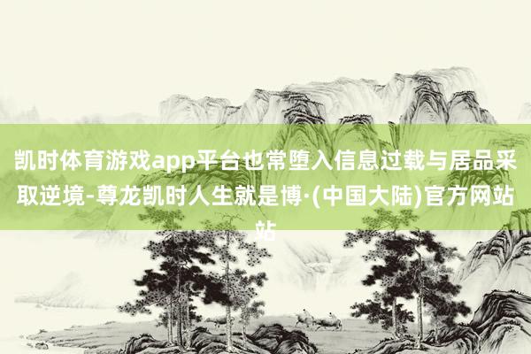 凯时体育游戏app平台也常堕入信息过载与居品采取逆境-尊龙凯时人生就是博·(中国大陆)官方网站