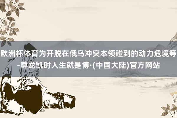 欧洲杯体育为开脱在俄乌冲突本领碰到的动力危境等-尊龙凯时人生就是博·(中国大陆)官方网站